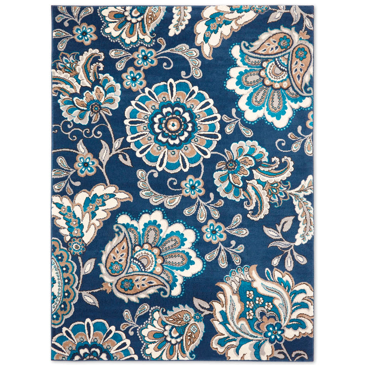 Home Dynamix Tremont Lincoln Bohemian Floral Area Rug Navy Blue/Grey 5'3"x7'2" 5'3"x7'2" - Navy Blue