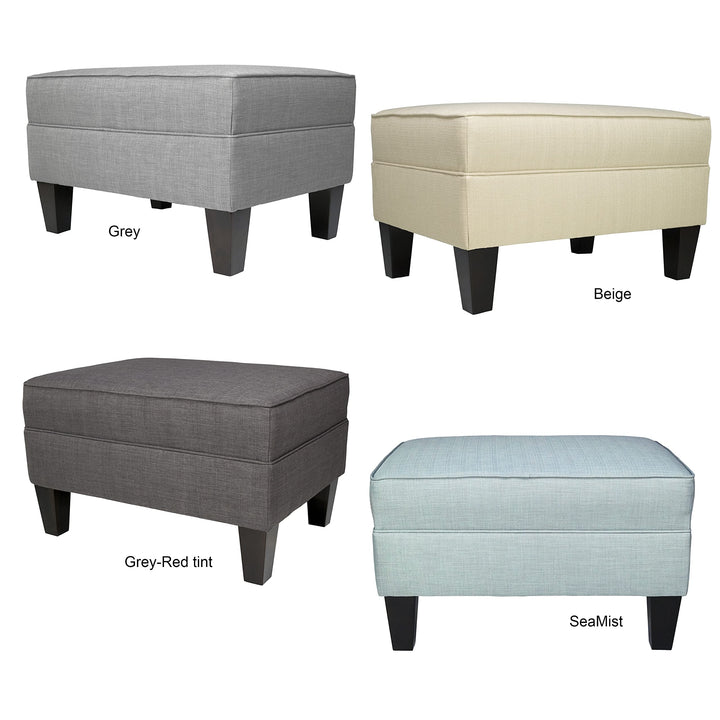 MJL Furniture Parker Fabric Upholstered Square Welted Ottoman Grey - Diamond Home USA