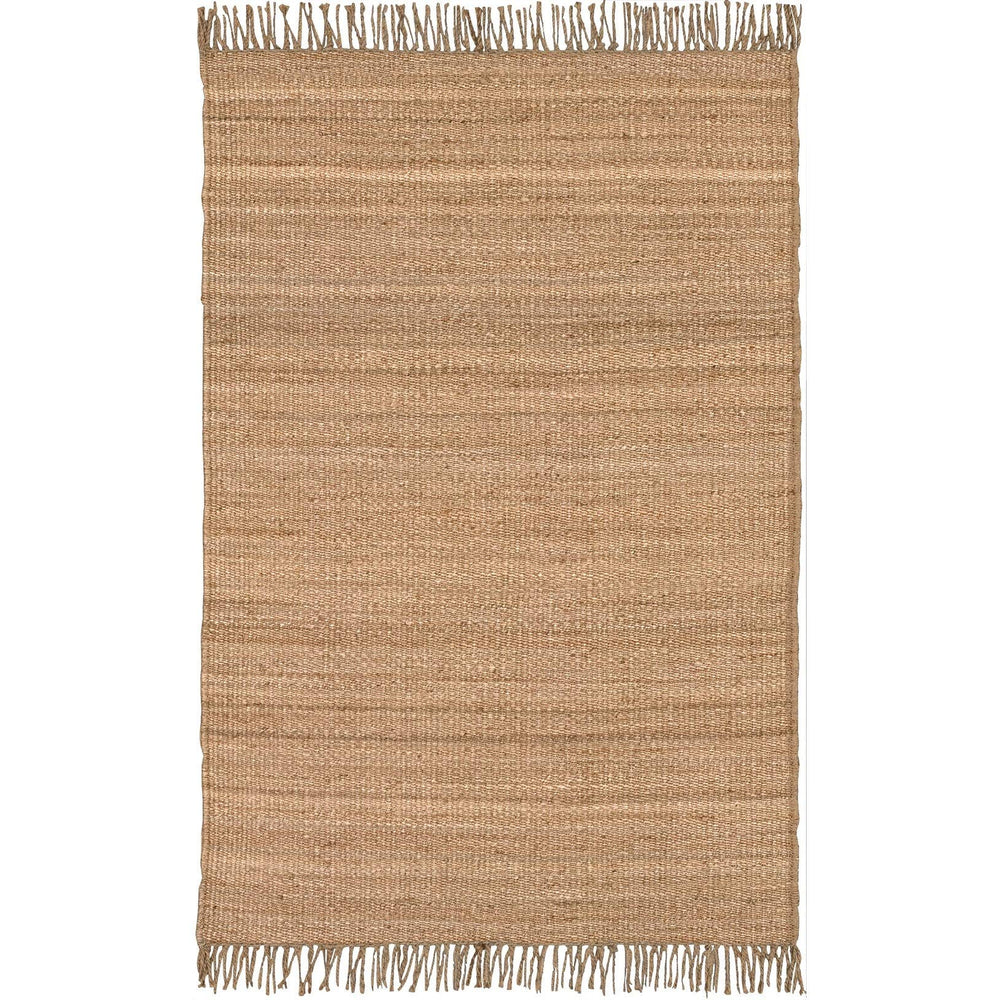 Hand-Woven Natural Fiber Jute Area Rug - 4' X 5'9" Brown Stripe Casual Farmhouse - Diamond Home USA