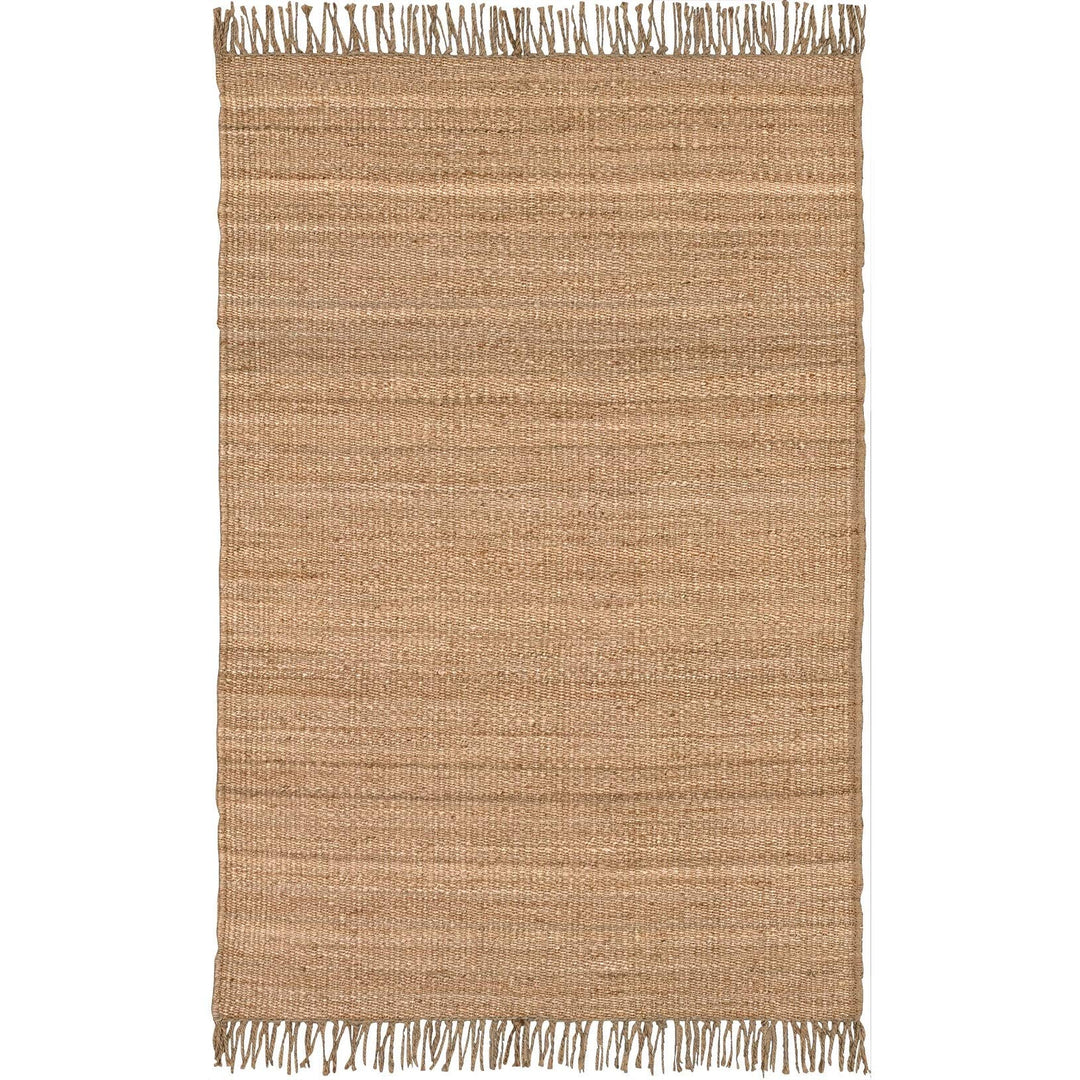 Hand-Woven Natural Fiber Jute Area Rug - 4' X 5'9" Brown Stripe Casual Farmhouse - Diamond Home USA
