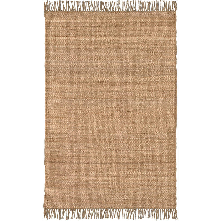 Hand-Woven Natural Fiber Jute Area Rug - 4' X 5'9" Brown Stripe Casual Farmhouse - Diamond Home USA