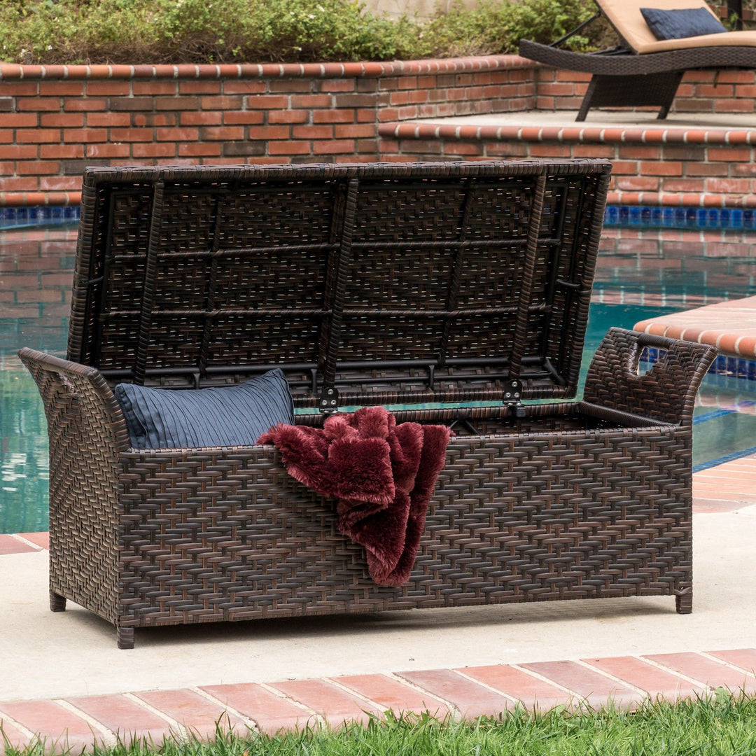 Premium Outdoor age Bench Brown Wicker Provides Extra Seating and Roomy