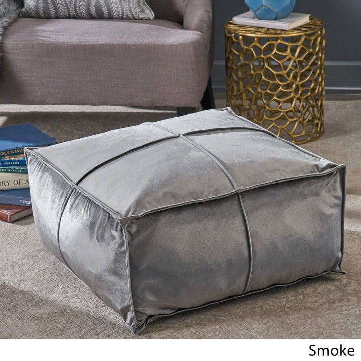 Christopher Knight Home Cytheria Smoke Velvet Square Bean Bag Ottoman - Diamond Home USA