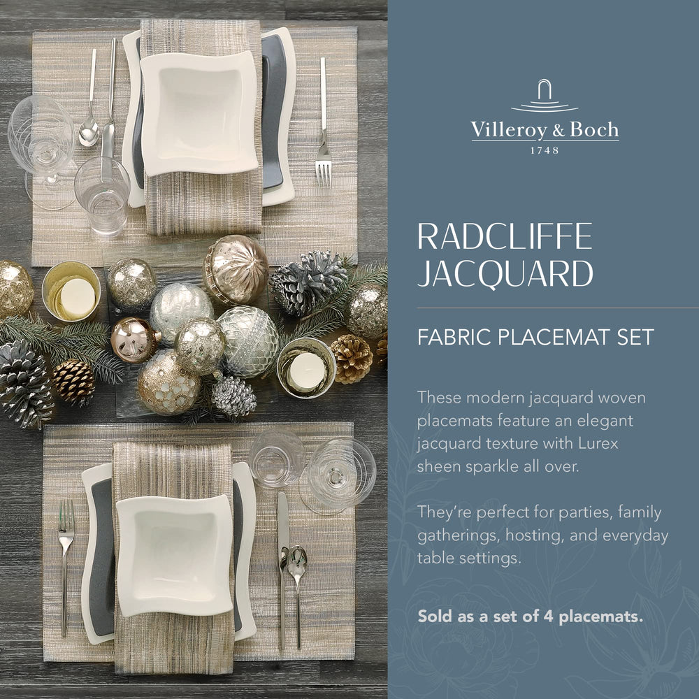 Villeroy & Boch Radcliffe Jacquard Woven Placemats 14 Inches x 20 Inches Set - Diamond Home USA