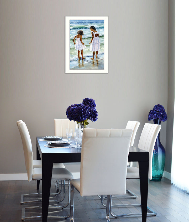 "Two Girls at the Beach" By Georgia Janisse Printed Wall Art Ready To Hang - Diamond Home USA