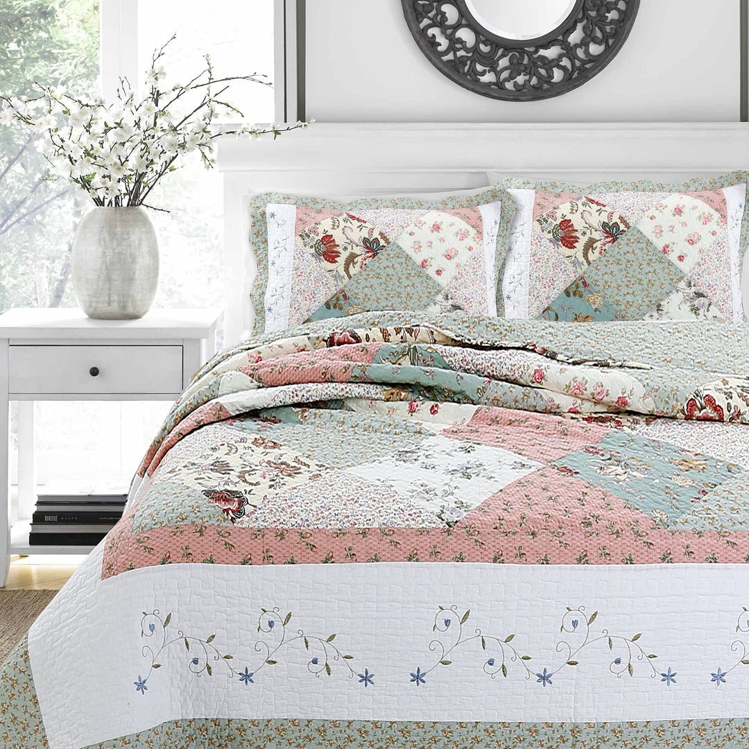 BEST BEDDING INC Celia Patchwork 3-Piece Cotton Quilt Set Twin