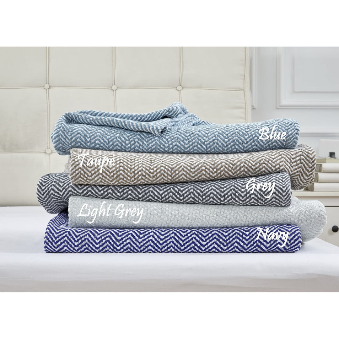 Melange Home Everyday Blanket Collect Yarn Dyed Cotton Blanket Taupe Full - - Diamond Home USA