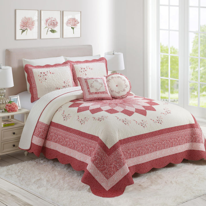 MODERN HEIRLOOM Caroline Embroidered Quilted Bedspread - Lightweight - Diamond Home USA