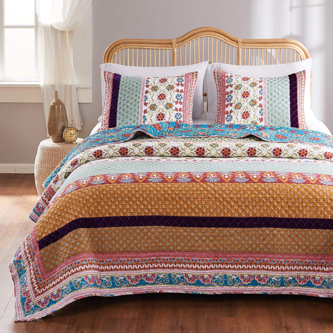 Greenland Home Thalia Quilted Bedding Set 3-Piece Tango One Set