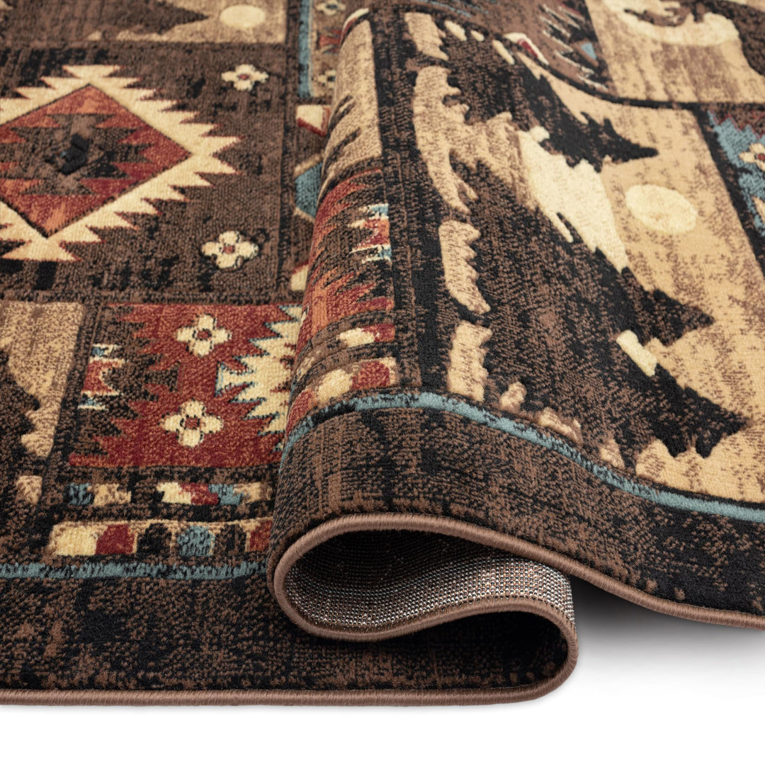 Home Dynamix Buffalo Bear Rustic Area Rug Brown/Red 5'2"x7'2" Rectangular - Diamond Home USA