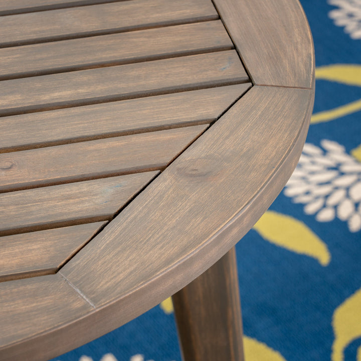Christopher Knight Home Fitch Outdoor Round Acacia Wood Bistro Table Gray Finish - Diamond Home USA