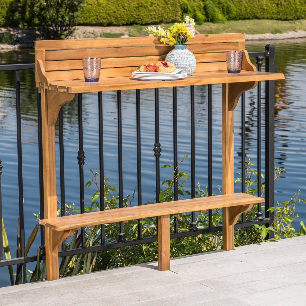 Christopher Knight Home Caribbean Outdoor Acacia Wood Balcony Bar Table Brown - Diamond Home USA