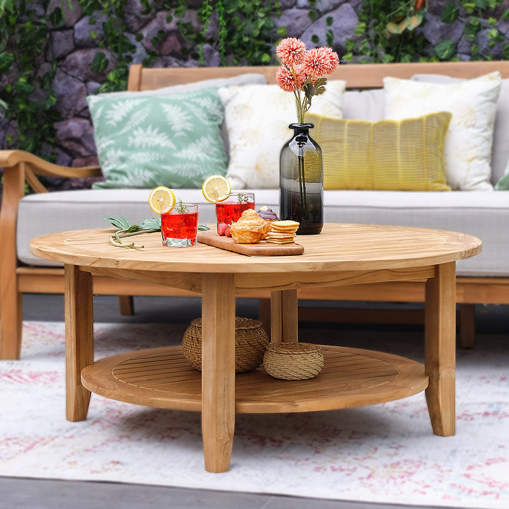 Cambridge Casual Arie Wood Patio Coffee Table 40-Inch 40 Inch/Natural Teak - Diamond Home USA