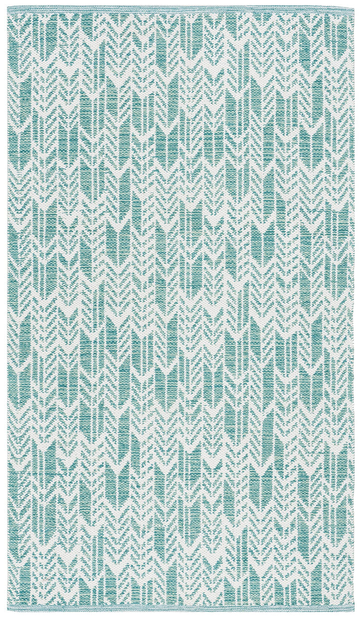 SAFAVIEH Montauk Collection Accent Rug - 3' x 5' Aqua & Ivory Handmade Cotton - Diamond Home USA