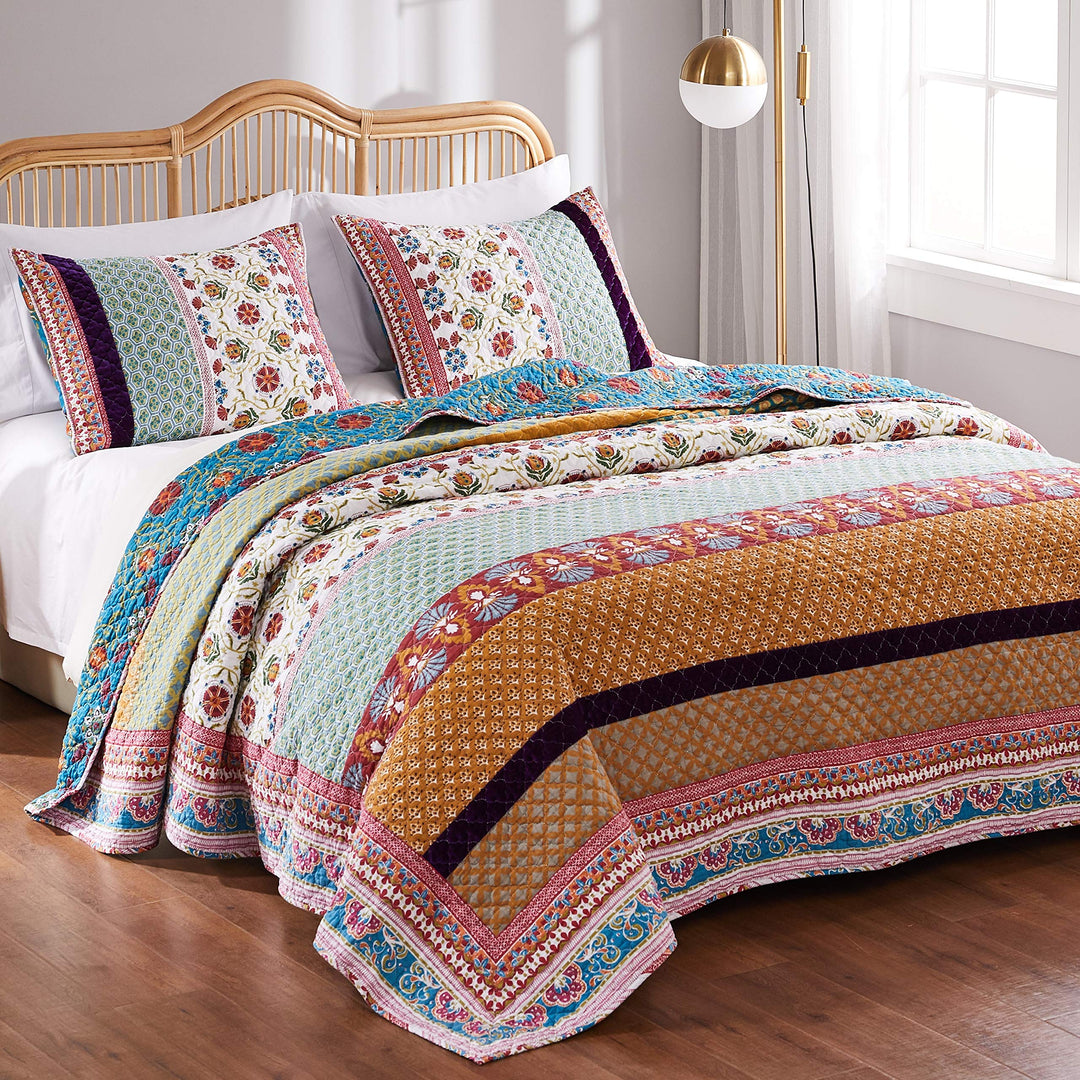 Greenland Home Thalia Quilted Bedding Set 3-Piece Tango One Set
