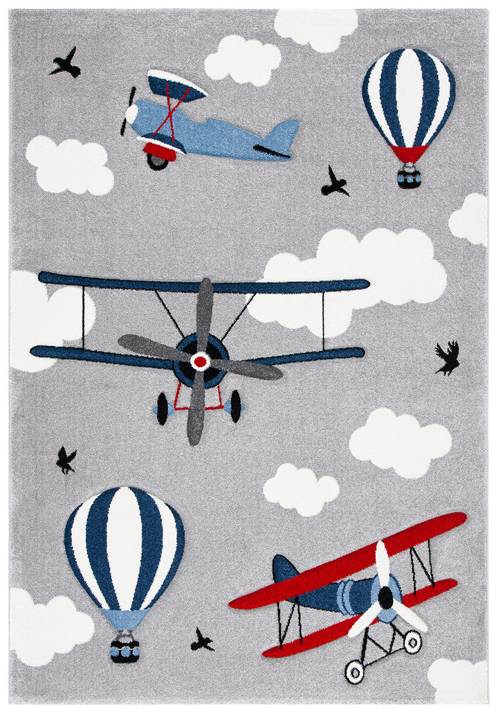 SAFAVIEH Carousel Kids Collection Area Rug - 5'3" x 7'6" Light Grey & Red - Diamond Home USA