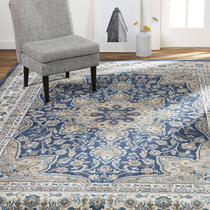 Home Dynamix Tremont Magnolia Traditional Medallion Area Rug Navy Blue/Ivory 7'10"x10'5" - Navy/Ivory