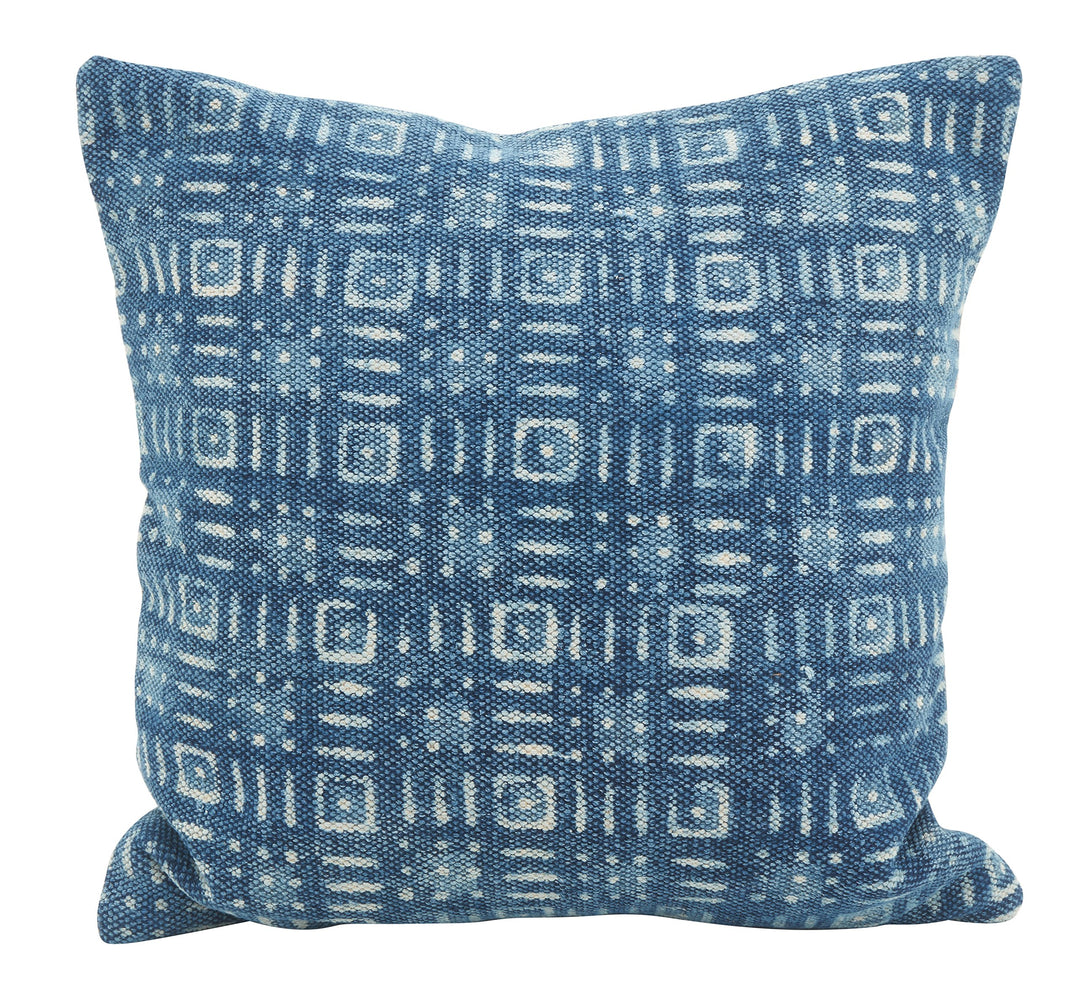 SARO LIFESTYLE Moravia Collection Distressed Bohemian Throw Pillow 18" Indigo