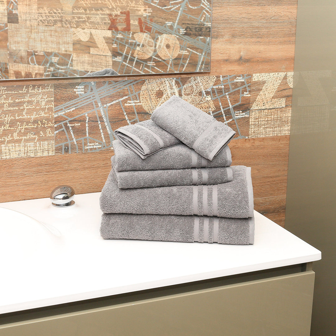 Linum Home Textiles 100% Turkish Cotton Denzi 6 Piece Combo Towel Set Dark Grey - Diamond Home USA