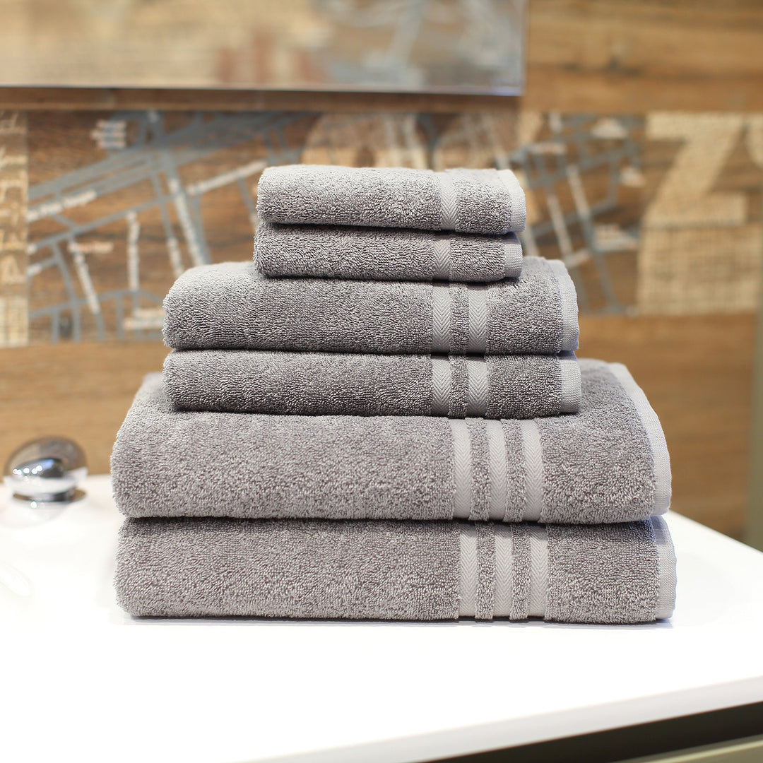 Linum Home Textiles 100% Turkish Cotton Denzi 6 Piece Combo Towel Set Dark Grey - Diamond Home USA