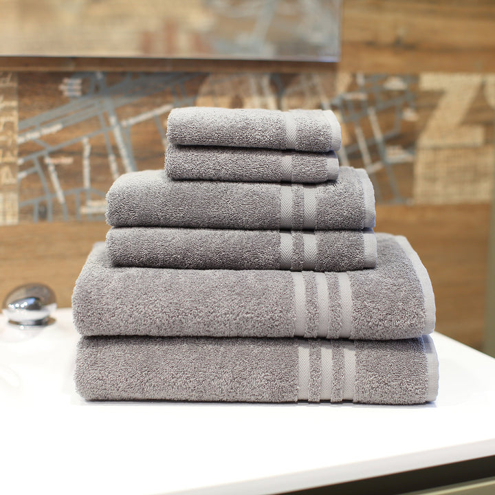 Linum Home Textiles 100% Turkish Cotton Denzi 6 Piece Combo Towel Set Dark Grey - Diamond Home USA