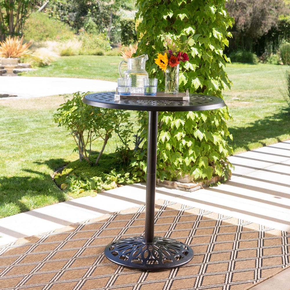 Christopher Knight Home Arlana Outdoor Cast Aluminum Bar Table Shiny Copper - Diamond Home USA