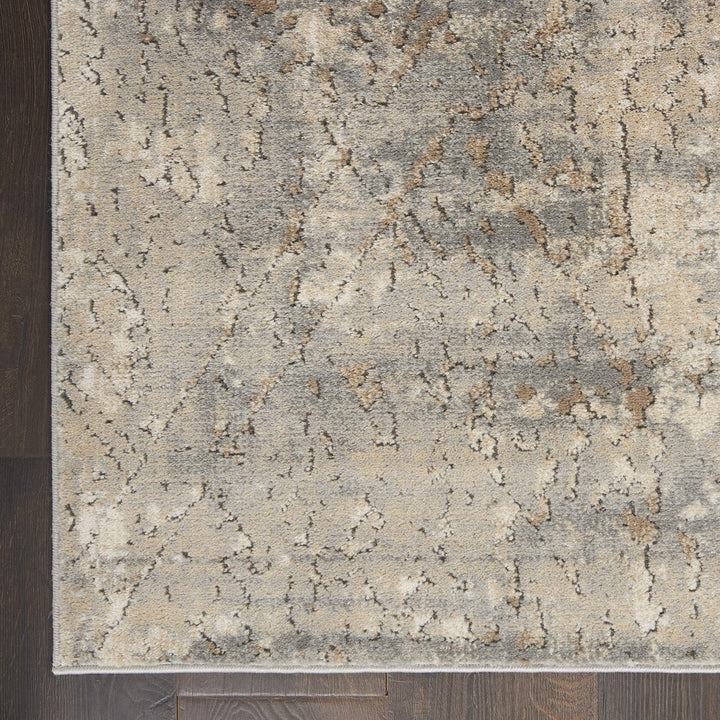 Nourison Concerto Abstract Beige/Grey 6'7" x 9'6" Area -Rug Easy -Cleaning Non - Diamond Home USA