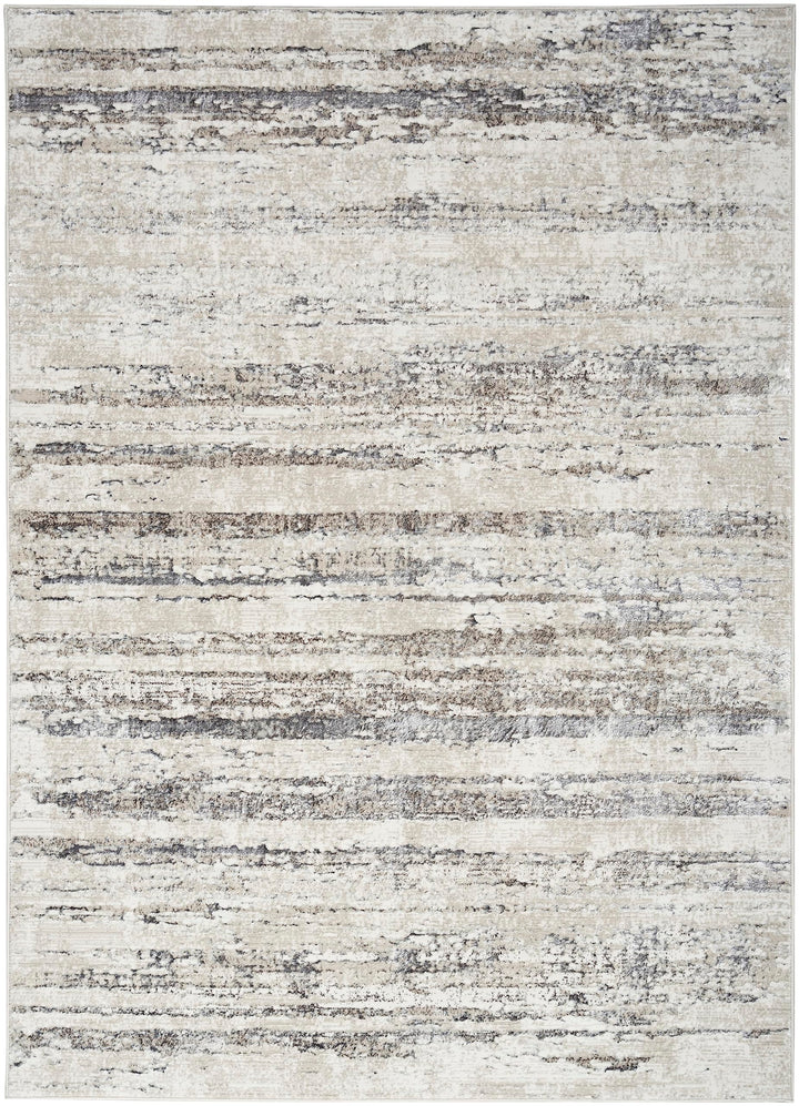 Nourison Glam Abstract Cream Grey 3'11" x 5'11" Area Rug Easy Cleaning Non - Diamond Home USA