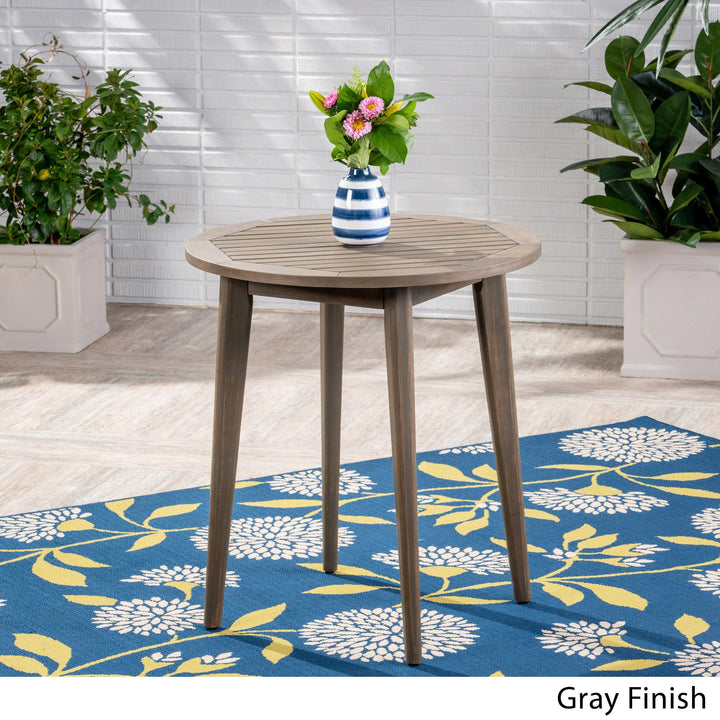 Christopher Knight Home Fitch Outdoor Round Acacia Wood Bistro Table Gray Finish - Diamond Home USA