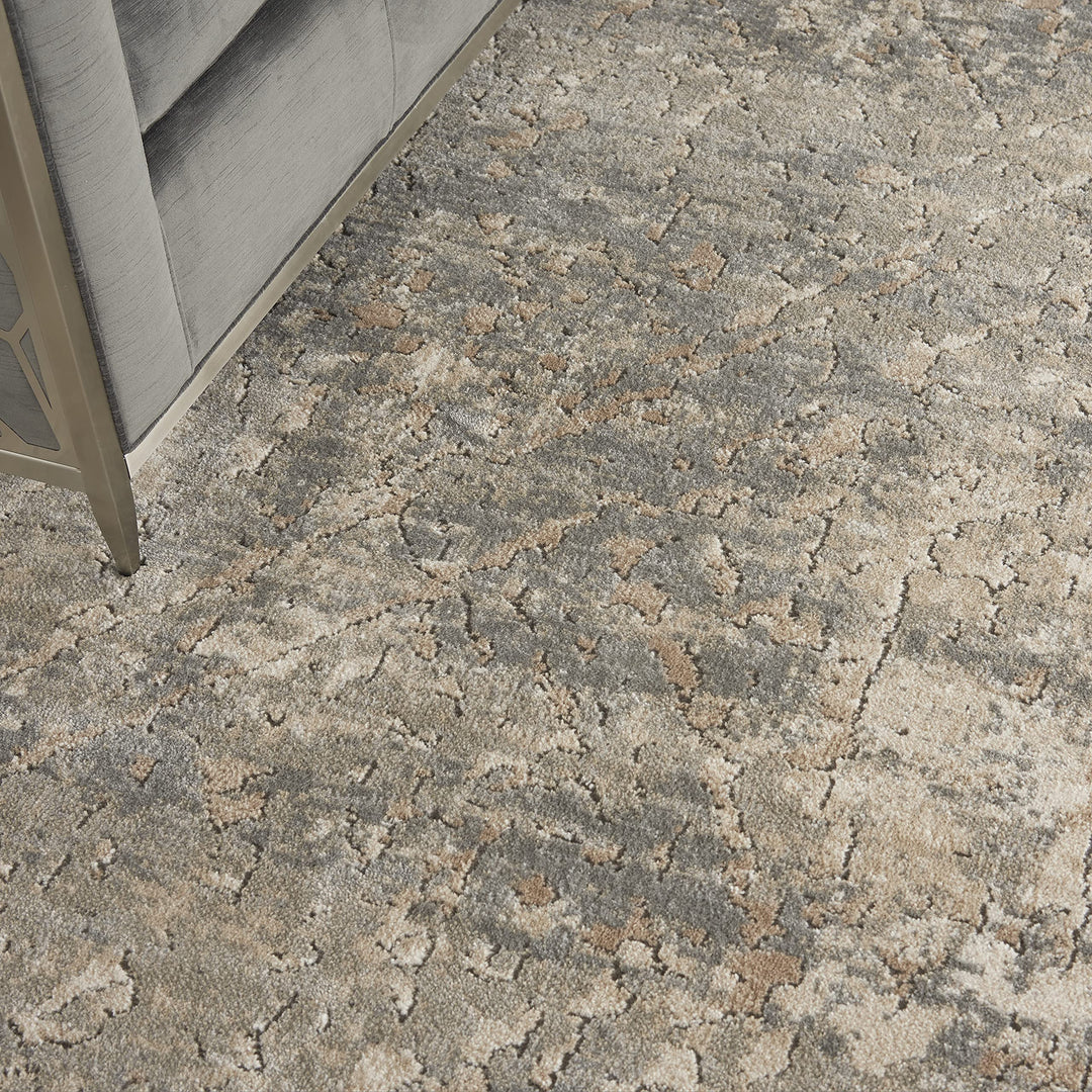 Nourison Concerto Abstract Beige/Grey 6'7" x 9'6" Area -Rug Easy -Cleaning Non - Diamond Home USA