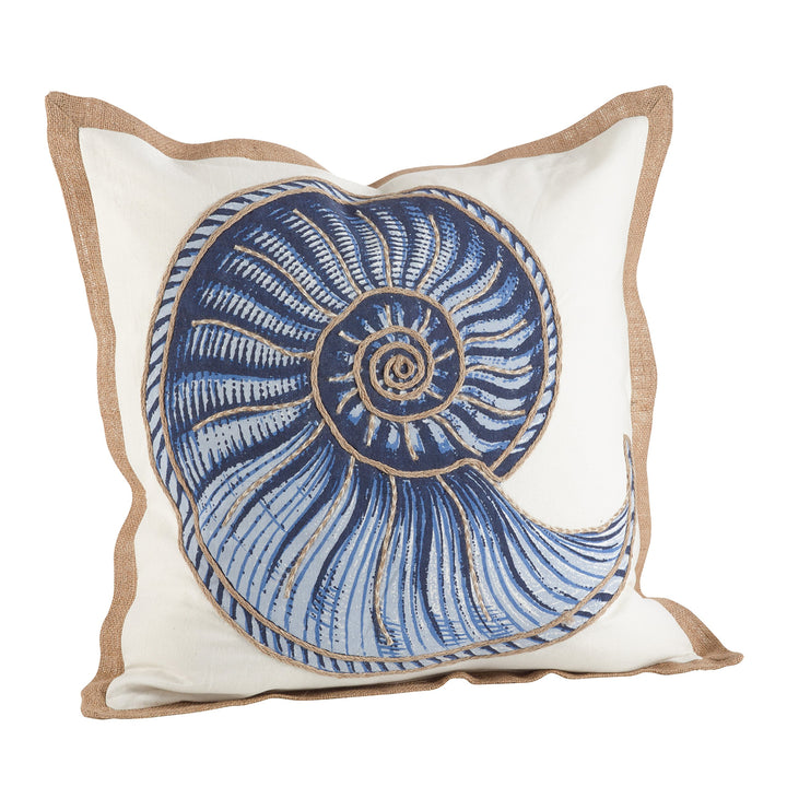 SARO LIFESTYLE 5434.B20S autical Spiral Shell Print Down Filled Throw Pillow