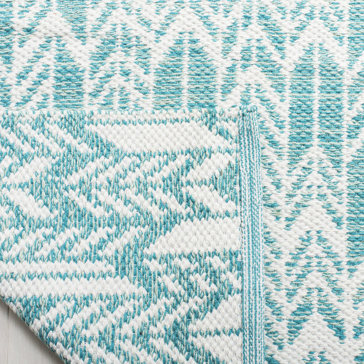 SAFAVIEH Montauk Collection Accent Rug - 3' x 5' Aqua & Ivory Handmade Cotton - Diamond Home USA