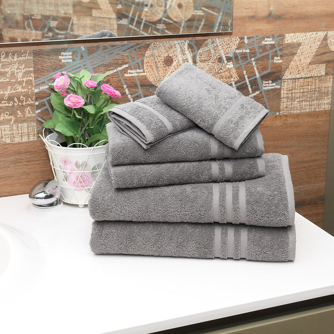 Linum Home Textiles 100% Turkish Cotton Denzi 6 Piece Combo Towel Set Dark Grey - Diamond Home USA
