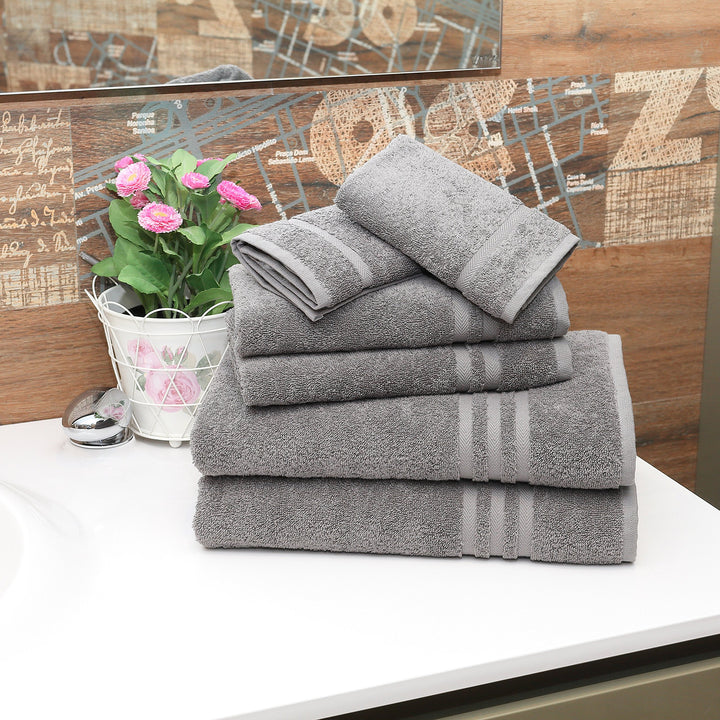 Linum Home Textiles 100% Turkish Cotton Denzi 6 Piece Combo Towel Set Dark Grey - Diamond Home USA