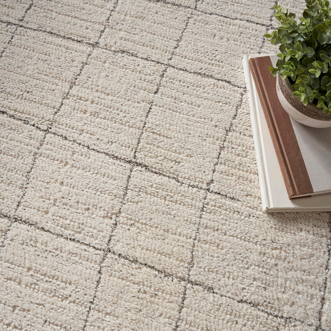 Nourison Andes Abstract Ivory Grey 3'11" x 5'11" Area Rug Easy Cleaning Non - Diamond Home USA