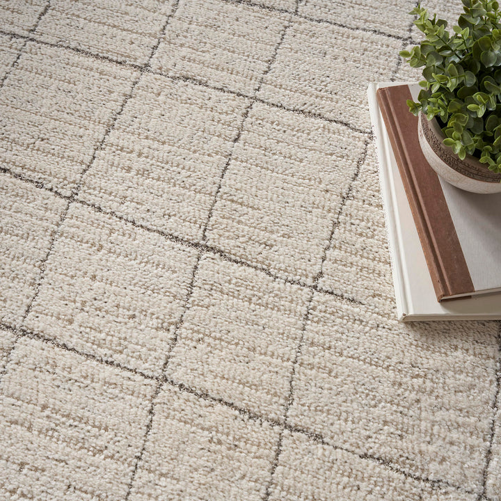 Nourison Andes Abstract Ivory Grey 3'11" x 5'11" Area Rug Easy Cleaning Non - Diamond Home USA