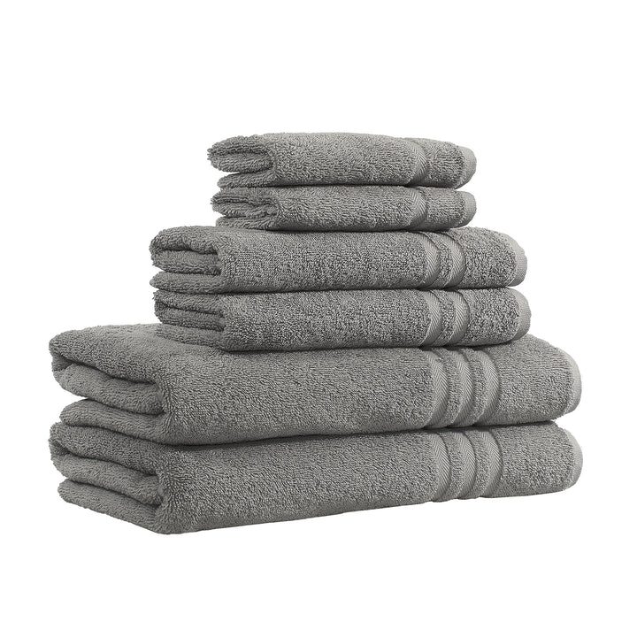 Linum Home Textiles 100% Turkish Cotton Denzi 6 Piece Combo Towel Set Dark Grey - Diamond Home USA