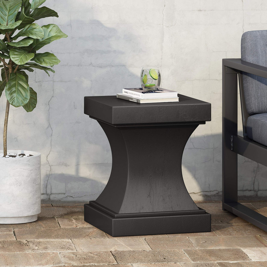 Christopher Knight Home Allison Outdoor odern Lightweight Concrete Side Table Matte Black - Diamond Home USA