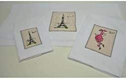 Paris Embroidered Decorative 3 Piece Towel Set White Novelty