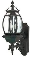 Central Park 3 Light Textured Black/Clear Outdoor Wall