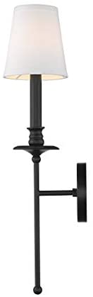 1 Light Black Iron Wall Sconce White Shade Mid Century Modern Metal Dimmable - Diamond Home USA