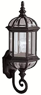 1 Light Black Outdoor Wall Lantern Traditional Aluminum