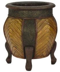 Decorative Rounded Wood Planters (Set 2) Brown - Diamond Home USA