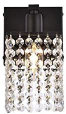 1 Light Bath Sconce Clear Crystals Mid Century Modern Crystal Iron Black Dimmable - Diamond Home USA