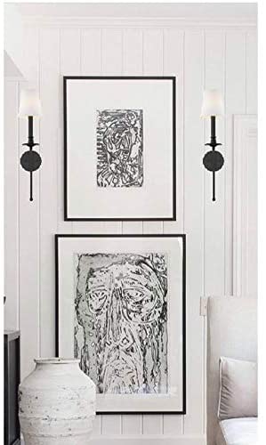 1 Light Black Iron Wall Sconce White Shade Mid Century Modern Metal Dimmable - Diamond Home USA