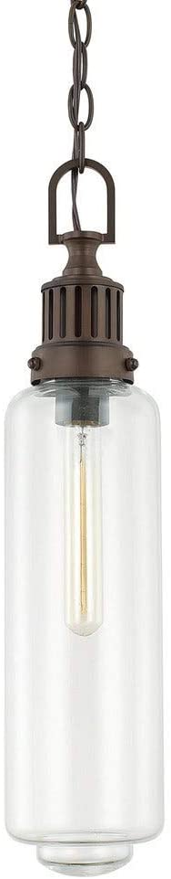 1 Light Burnished Bronze Pendant Brown Transitional Glass