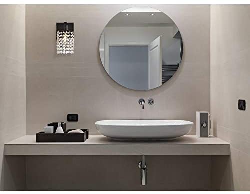 1 Light Bath Sconce Clear Crystals Mid Century Modern Crystal Iron Black Dimmable - Diamond Home USA