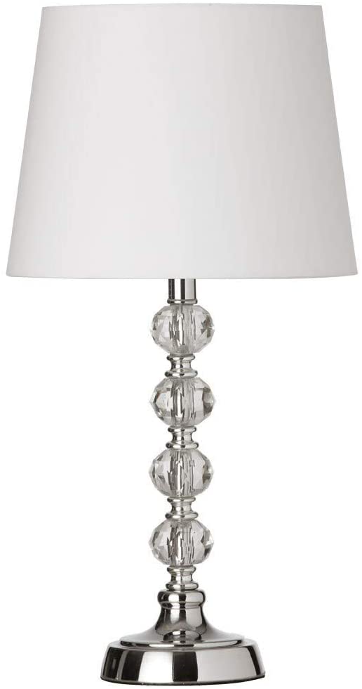 1 Light Crystal Table Lamp Polished Chrome Finish Grey