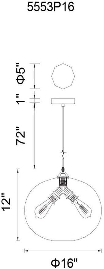 4 Light Globe Chandelier Transparent Amber Shade Black Glam Stainless Steel