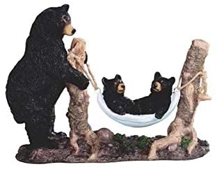 10 75" H Black Bear Watching Cubs Hammock Figurine